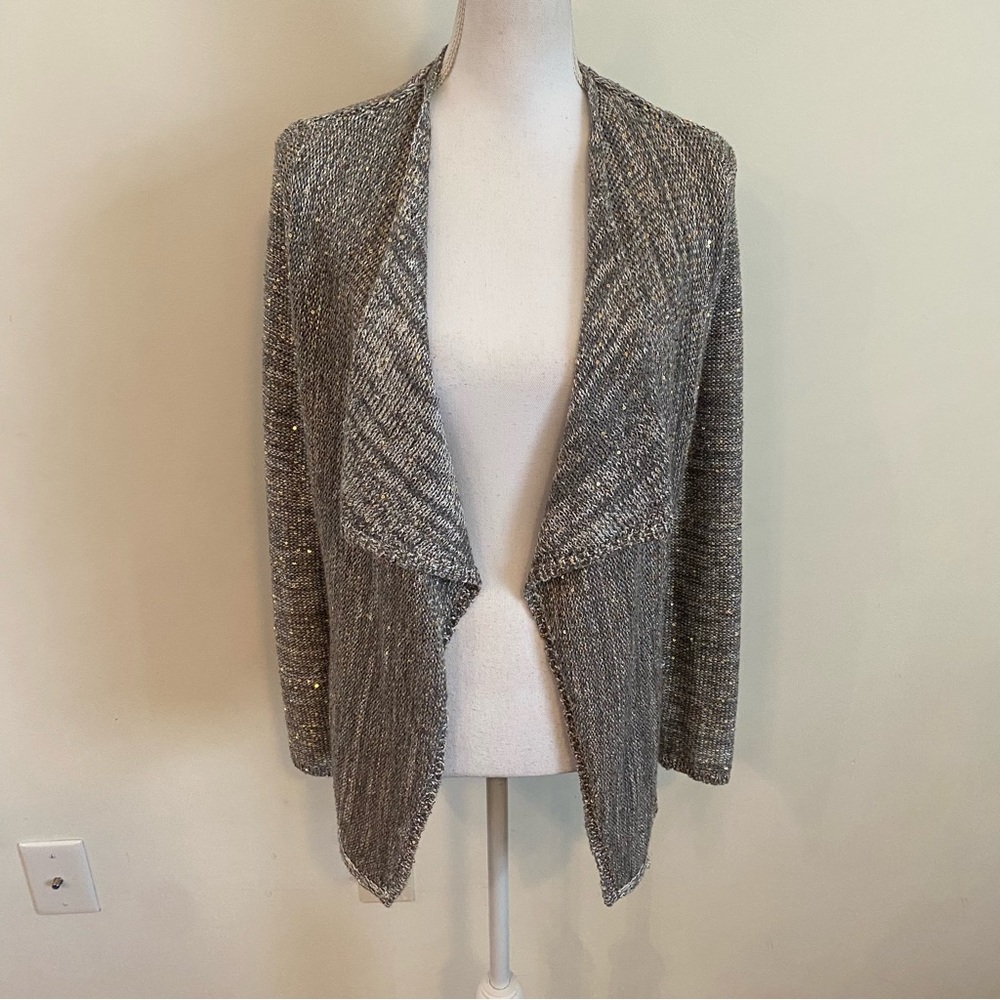 White House Black Market Grey Sparkle Cardigan Size Small